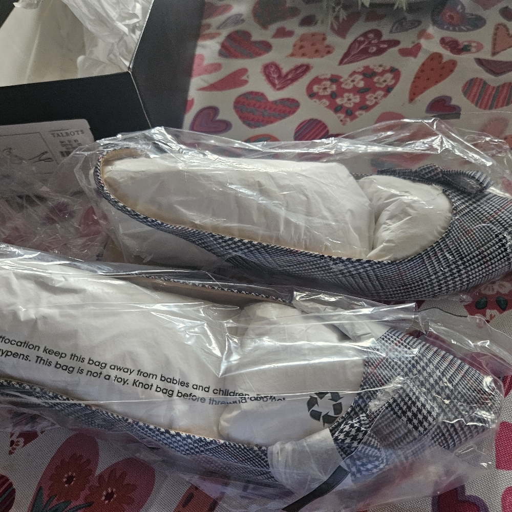 TALBOTS INDIGO BLUE MULTI EDISON SLINGBACKS 9.5 M NEW IN BOX